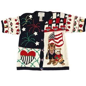 Vintage Eagles Eye 4th of July Ramie Cotton Sweater 1995 Women's Small